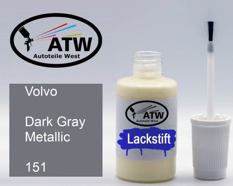 Volvo, Dark Gray Metallic, 151: 20ml Lackstift, von ATW Autoteile West.